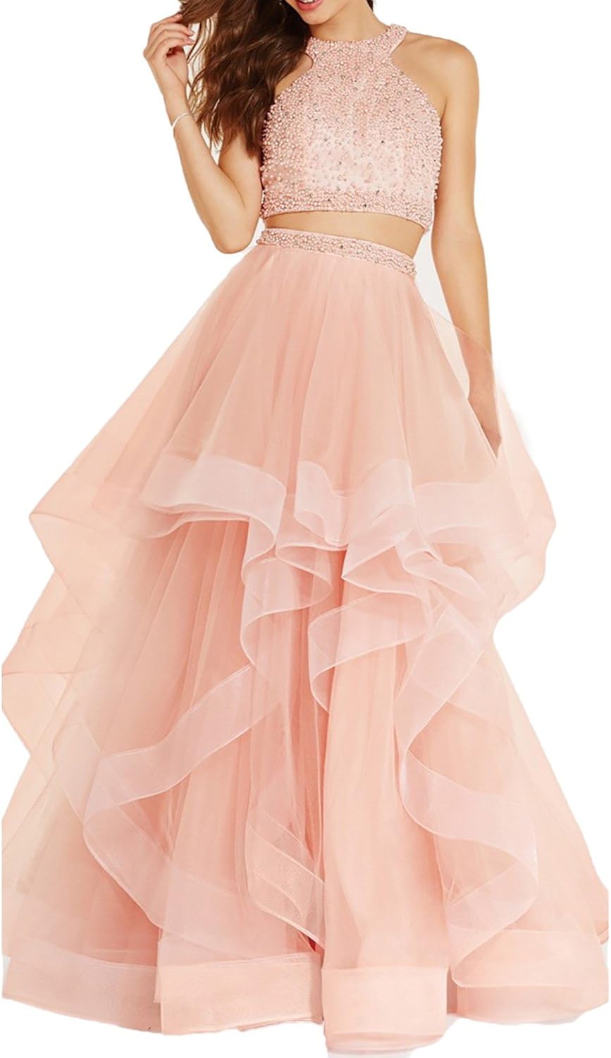 two piece long homecoming dresses