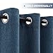 jinchan 75% Blackout Linen Textured Curtain 84 Inch Long for Living Room Room Darkening Thermal Insulated Grommet Top Window Drape for Bedroom 52x84 Blue 1 Panel
