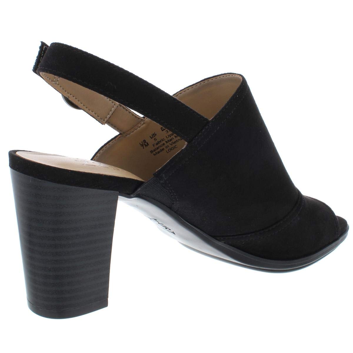 Naturalizer Womens Logic Faux Suede Open Toe Slingback, Black Fabric, Size 8.5 - Image 3