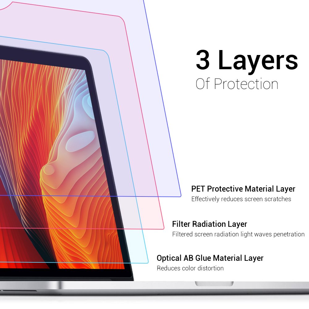 EyeO2 13.3 Inch Apple Macebook Pro Laptop High Clarity Touch Screen Protector Fingerprint-free & Anti-glare Notebook Guard Film Filter Radiation Anti-myopia