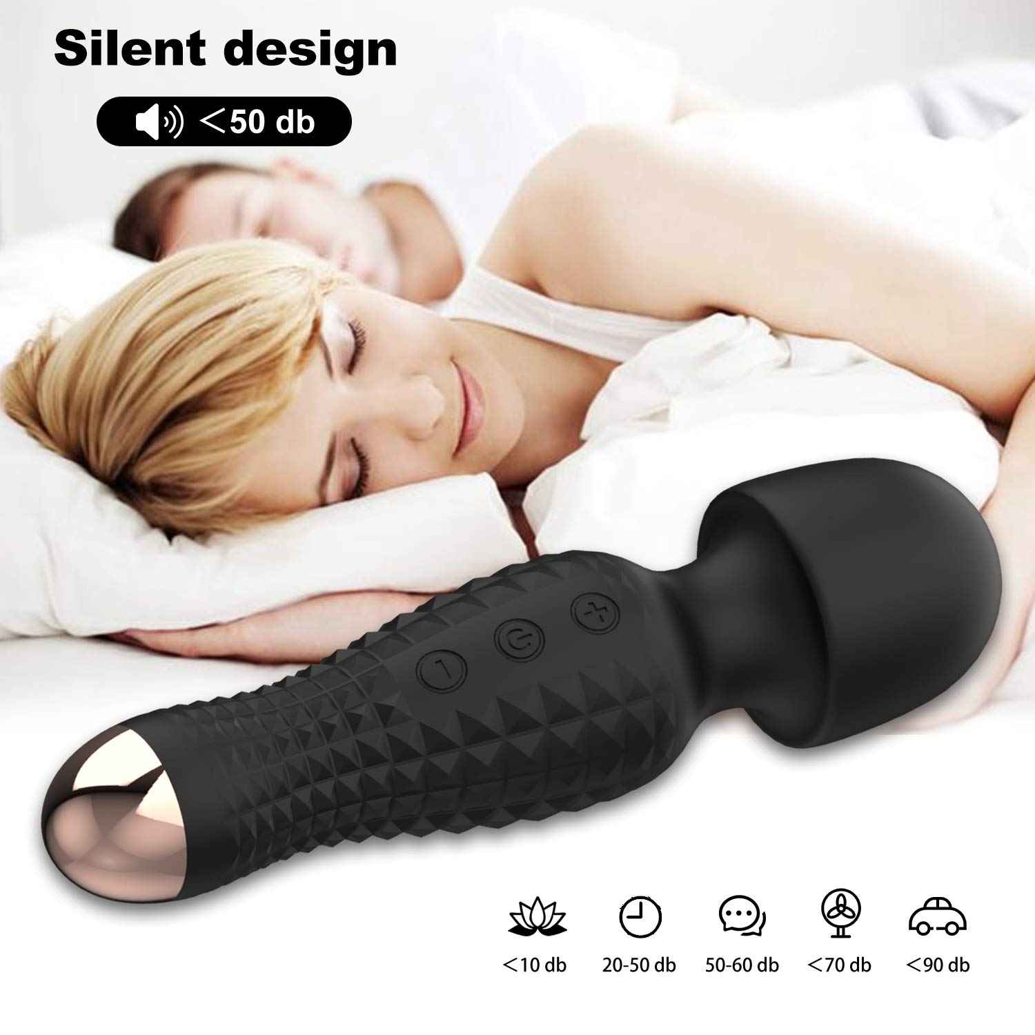 Personal Therapeutic Massage Wands, Handheld Cordless Massage Wand Rechargeable with 12 Powerful Vibration Modes for Full Body Massaging Sports Recovery & Muscle Aches Original Magic Wands (Black)