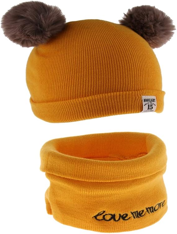 Amazon Co Jp 赤ちゃん 冬 暖かい ニット帽子 幼児 冬の帽子 ニットハット かわいい 全６色 黄 服 ファッション小物