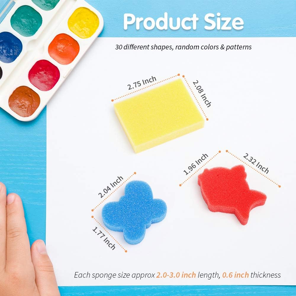 LEOBRO 30pcs Sponge Painting Shapes Painting Craft Sponge for Toddlers Assorted Pattern Early Learning Sponge for Kids Shipping by FBA: Toys & Games