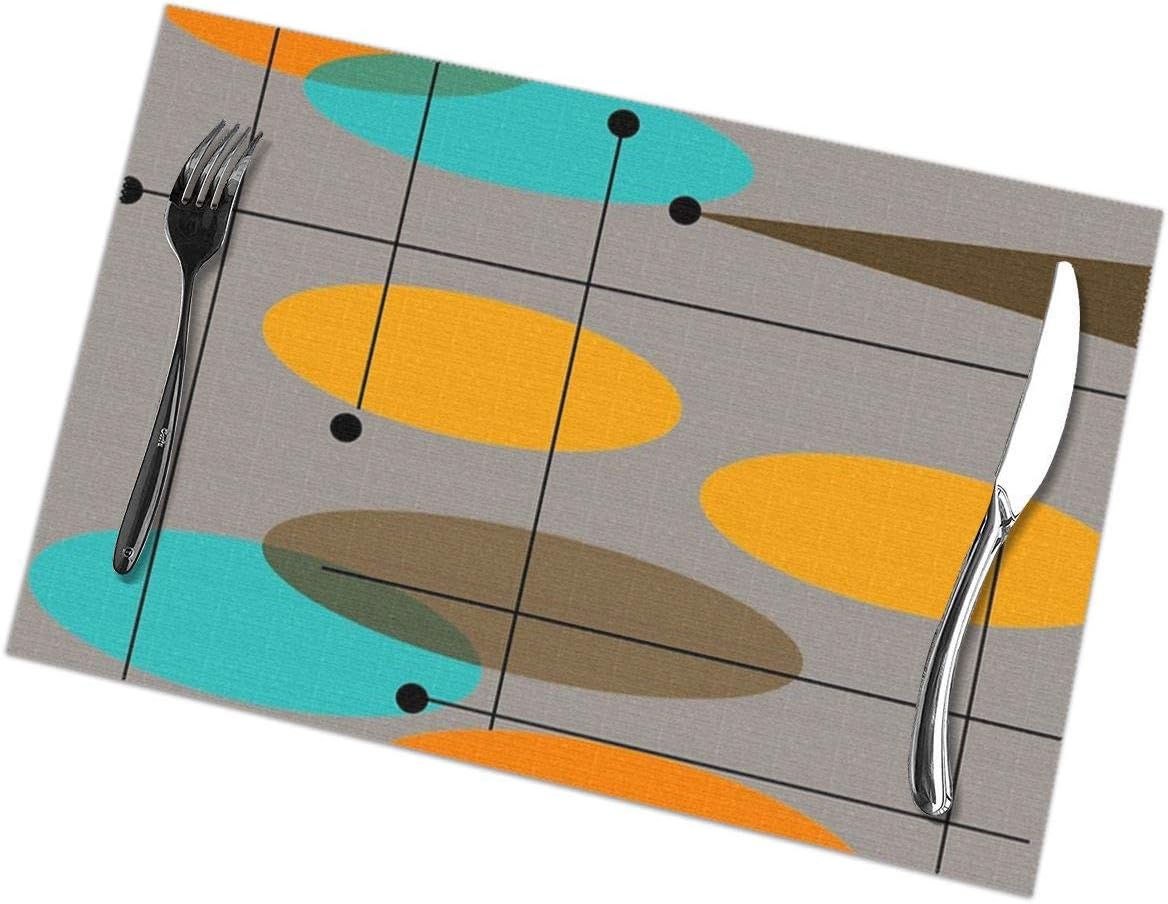 Mid Century Modern Ovals Table Placemats for Dining Table,Washable