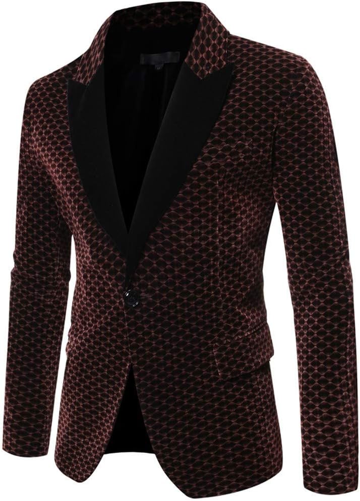Blazer Jacket for Men Corduroy Velvet Stitching One Button Suit Fit Performance Suit with Stretch Party Coat