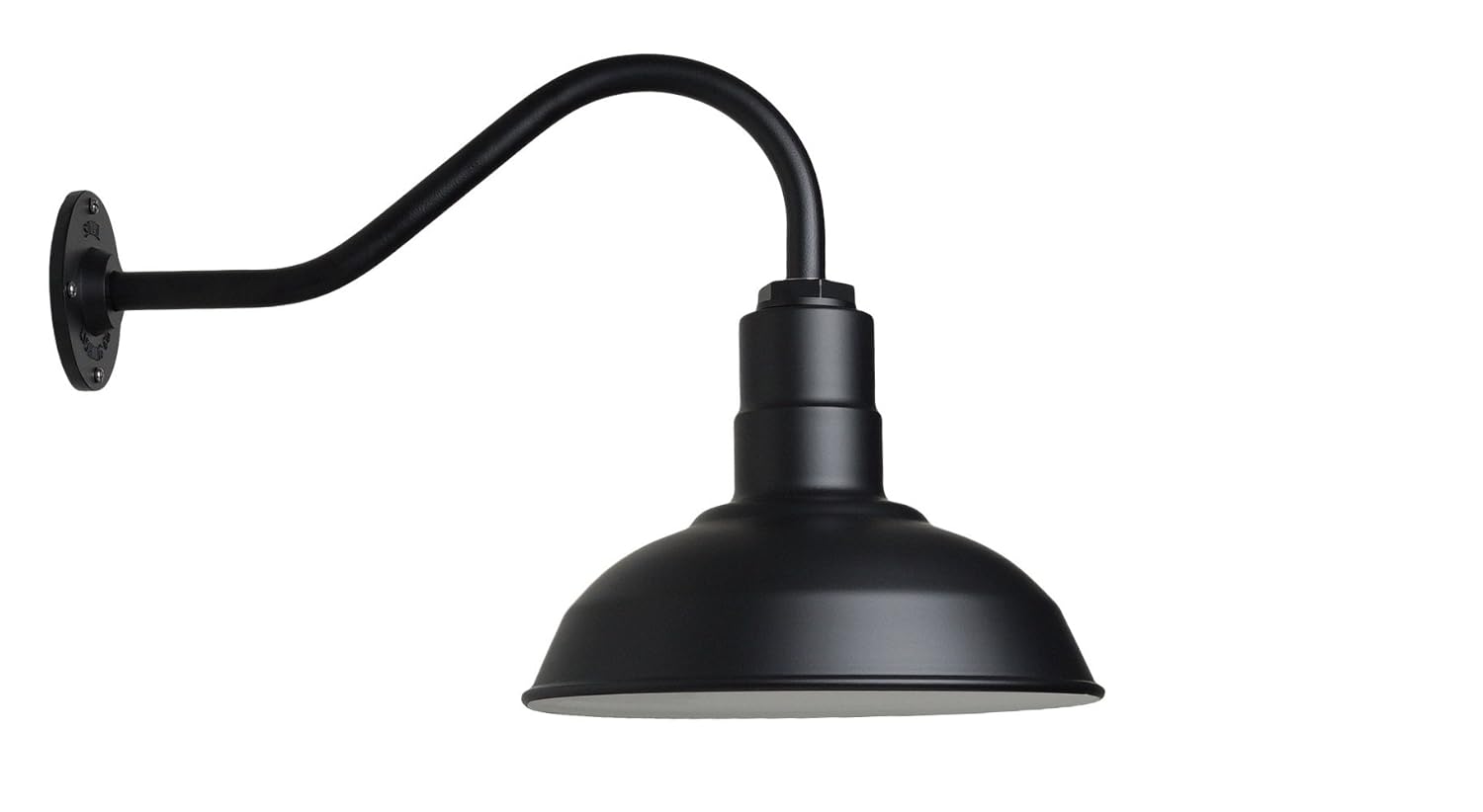 Small Barn Light Gooseneck Mount | The Westchester Gooseneck Standard Warehouse Steel Dome | Modern Farmhouse Barn Lighting Made in America (16" Gooseneck, Matte Black)
