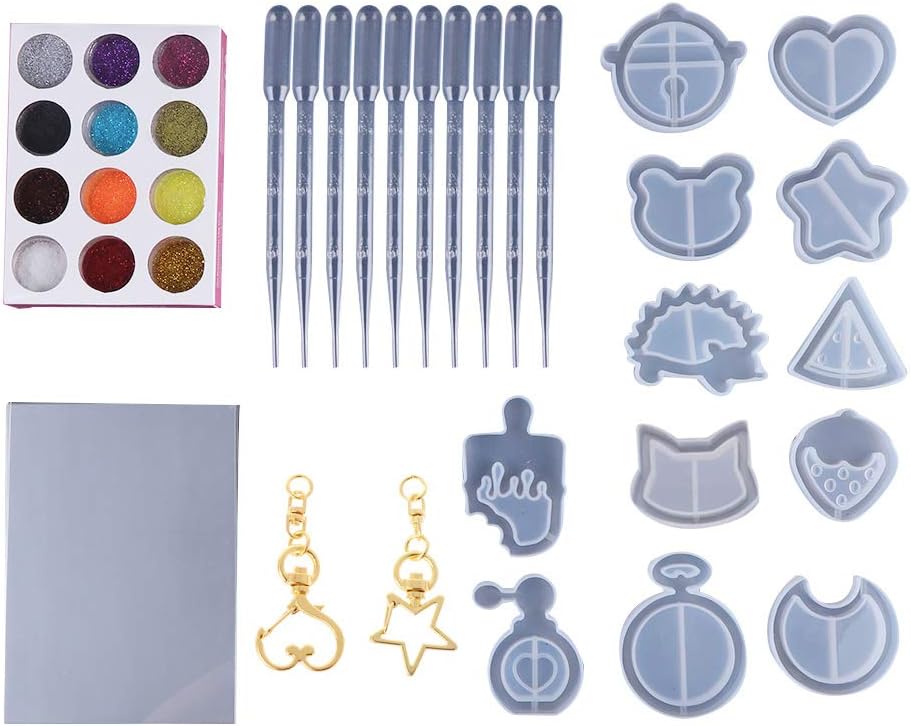 Keahup Quicksand Mold, 1 Set Irregular Diy Crystal Epoxy Mould Material Pack Flowing Moulds Necklace Pendant Jewelry Making Mold Tool Creative Silicone Molds