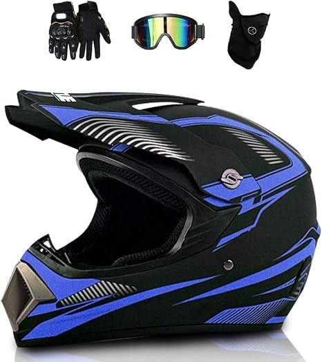 Casco bambino moto,Certificato D.O.T Casco da motocross,Casco cross bambino  kitcon Occhiali/Maschera/Guanti/Rete Elastica Moto lencicol Caschi Cross e  Off-road