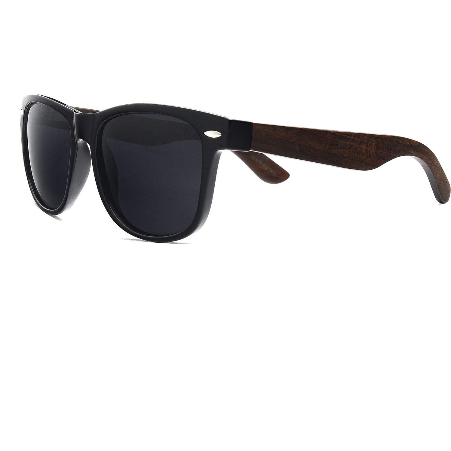 ABLIBI Men\'s Bamboo Wooden Sunglasses Polarized Driving Eyewear for Women in Wood Box(Grey)