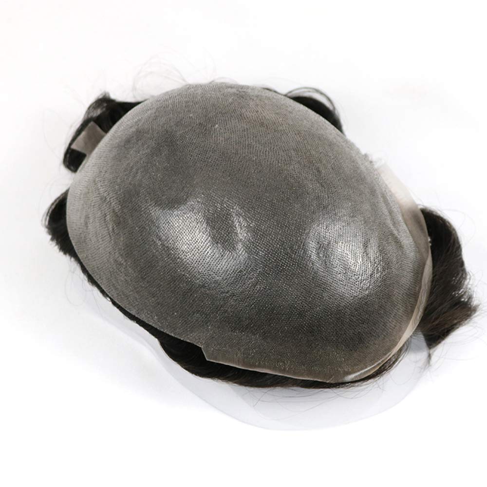 Eversilky Full PU Men toupee Durable 0.06-0.08mm Skin Natural looking Remy Hair Men wig Human Hair Full PU Replacements Toupee