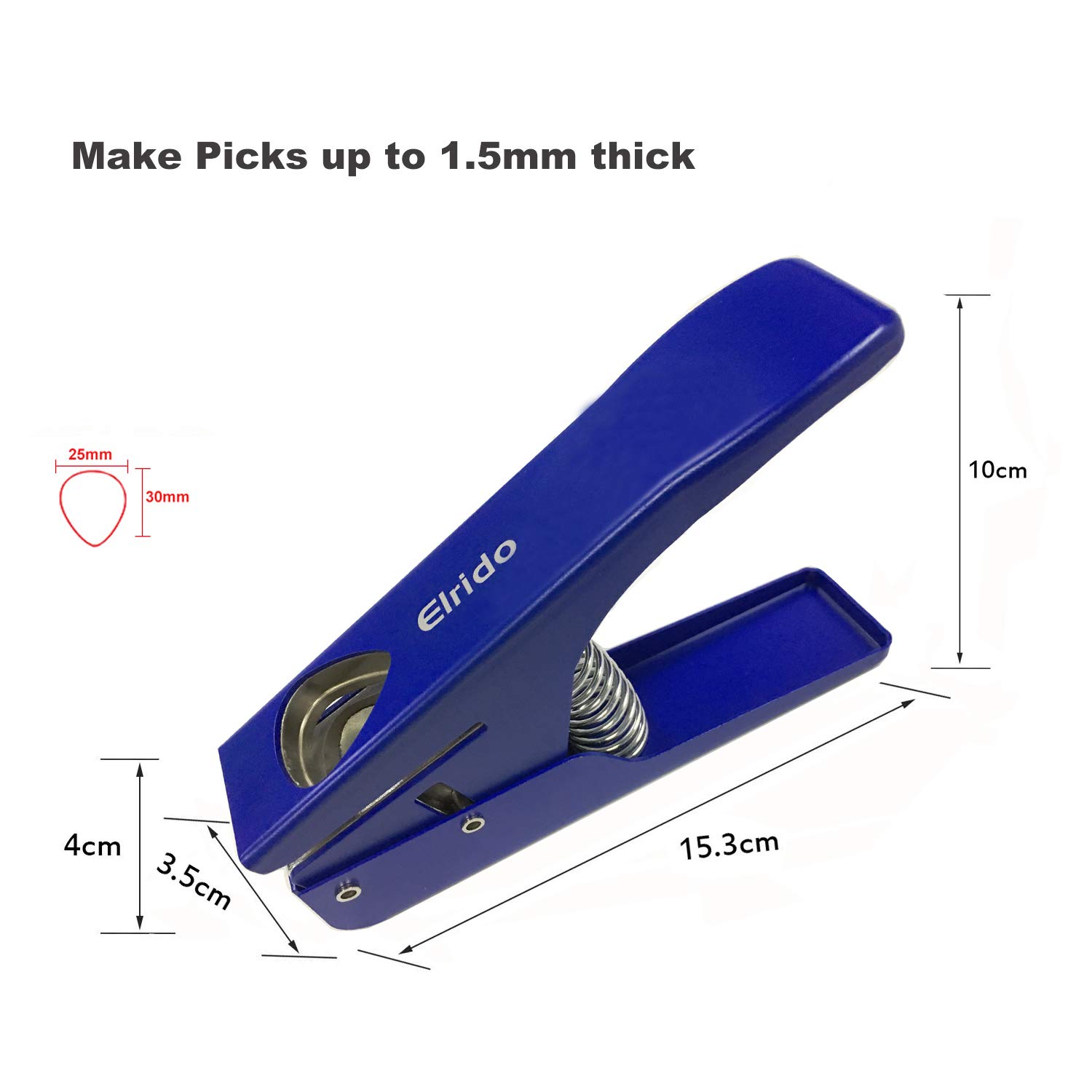 Elrido DIY Guitar Picks Punch Pick Maker Puncher Tool to Make Your Endless Guitar Picks, With 2 Pick Strips Sheet, a Leather Picks Holder - Guitar Picks Puncher Tool Kit Guitar Picks Cutter (Blue)