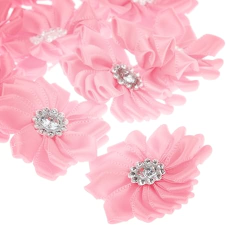 Amazon Diy クラフト サテンリボン ローズ 花 アクセサリー 結婚式 アップリケ 3 5cm 10個入り 全8色 ピンク リボン 通販