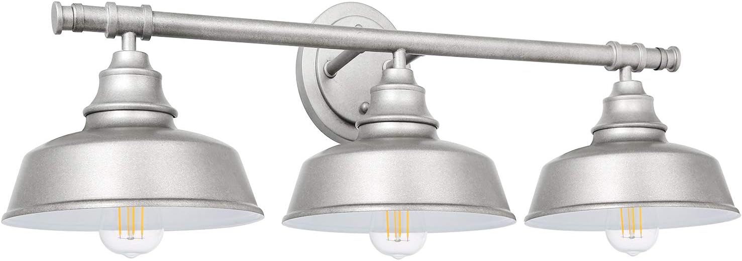 Hykolity Bathroom Vanity Light, Galvanized Steel Industrial 3 Light Indoor Wall Fixture (Bulbs
