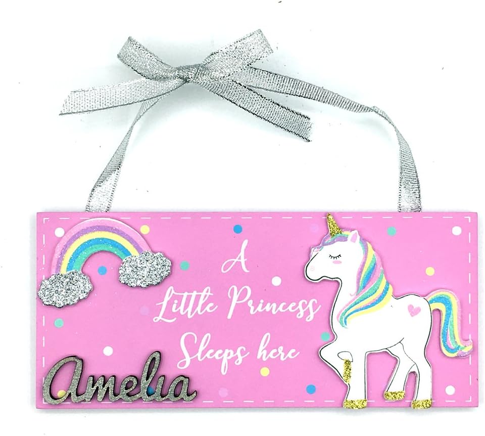 Unicorn Sleeps Here Sign (Personalised)
