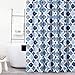 CAROMIO Shower Curtain, Geometric Quatrefoil Patterned Modern Poly-Cotton Farmhouse Fabric Shower Curtain for Bathroom, Navy/Blue/Grey, 72x72 Inches
