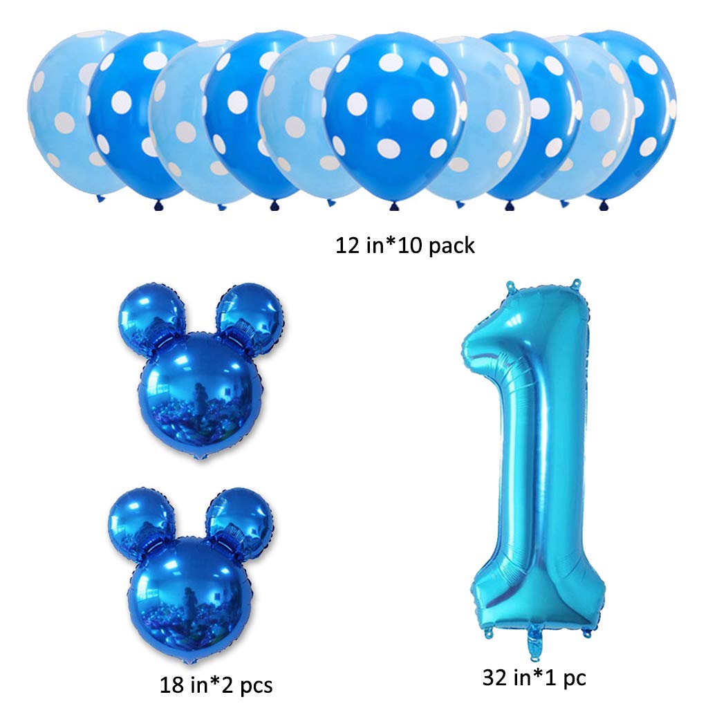 Amycute 13 Pcs Globos De Cumpleanos 1 Ano De Mickey Minnie Decoracion Fiesta De Cumpleanos Fiesta De Mickey Minnie 1 Globo De Papel De Aluminio Y Globo De Latex Negro Rosa Para