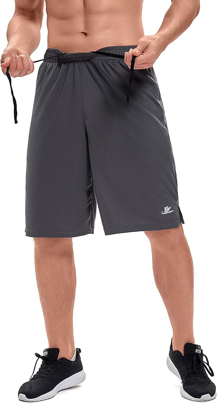 Devoropa Men's Athletic Basketball Shorts Loose-Fit Performance Sports Workout Shorts Zipper Pockets: Clothing