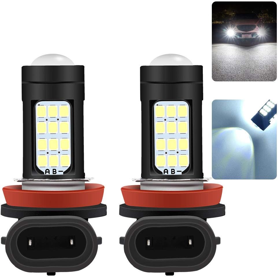 Sidaqi 2pcs H8 H11 H9 Car LED Fog Light Bulbs Extremely Bright 2835 42 SMD Xenon White 6500K 1500 Lumens DRL 12V