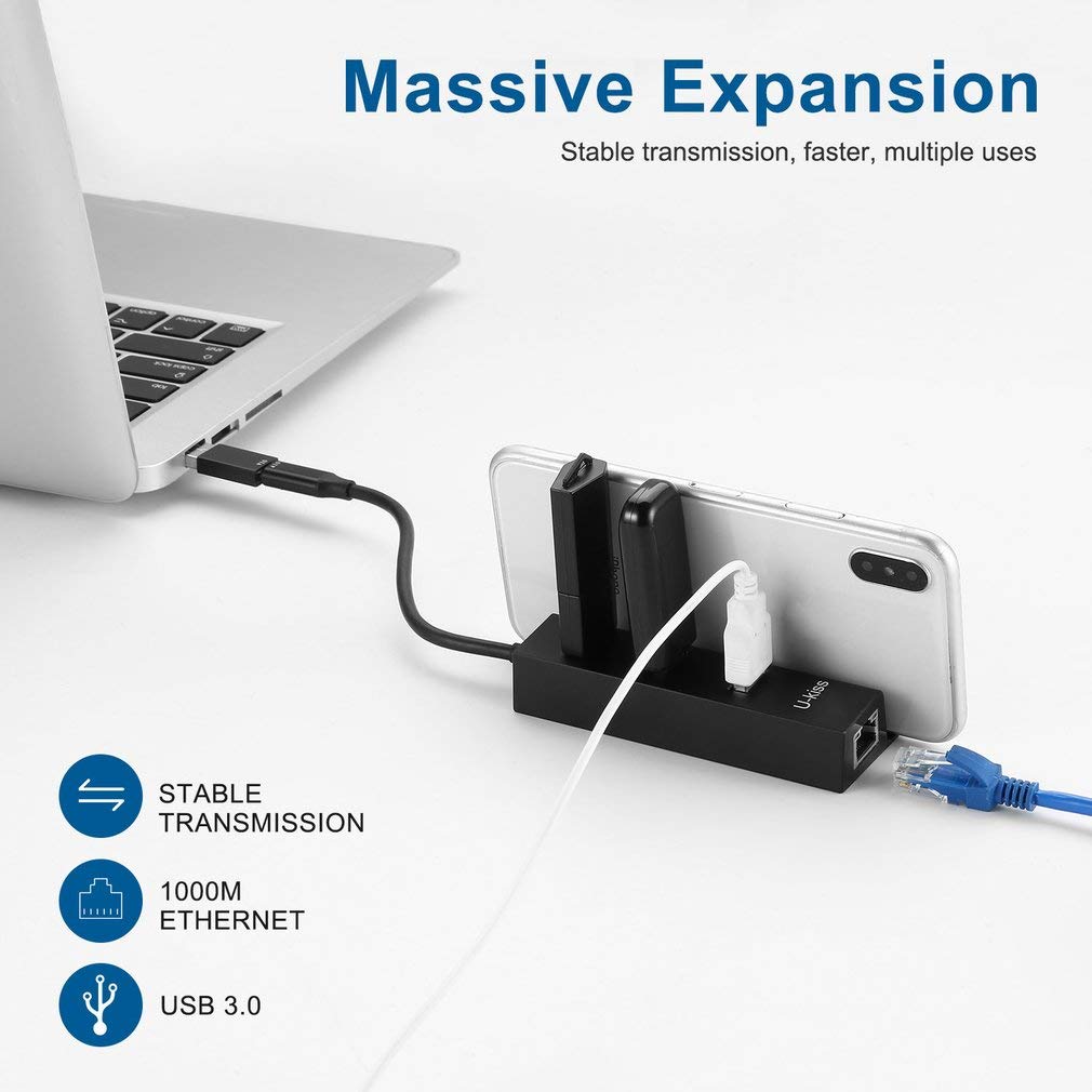 U-kiss Hub Usb 3.0 Vielfache 3 Anschlüsse Unterstützt Super Schnelle Übertragung (5 Gbps) für Macbook,macbook Pro,imac ,Windows Laptops,Macbook Air,ps4 Sowie Pcs Und Andere USB Geräte