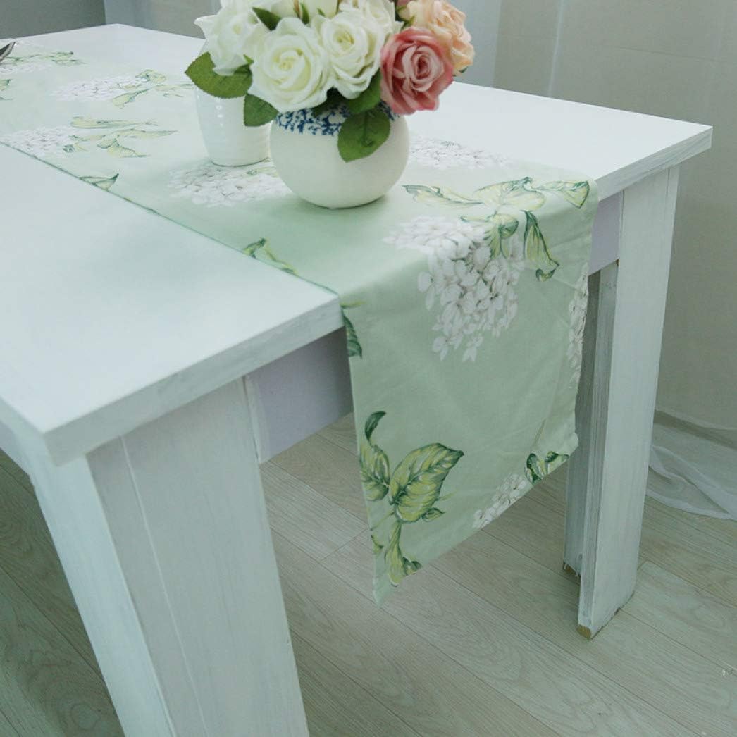 JHKSO Fresh Green Table Runner Flower Print Table Runners