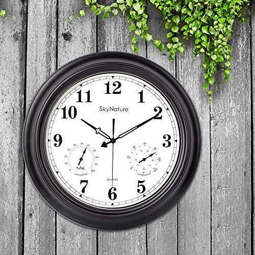 image for SkyNature Large Outdoor Clock, 18 Inch Waterproof Clock with Temperatu