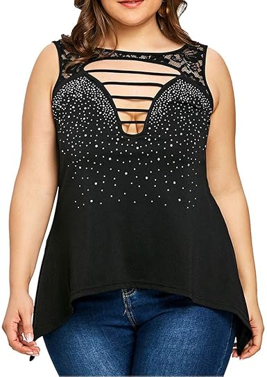 rhinestone plus size tops