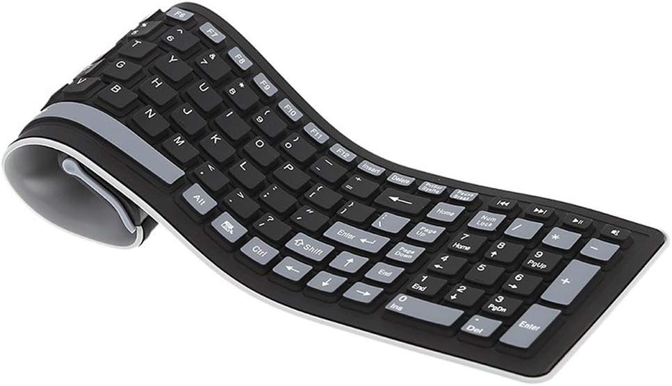 Keyboards Portable 2.4G Wireless Keyboard Flexible Roll Up Water Resistant Washable Soft Silicone Keyboards with USB Receiver for Computer