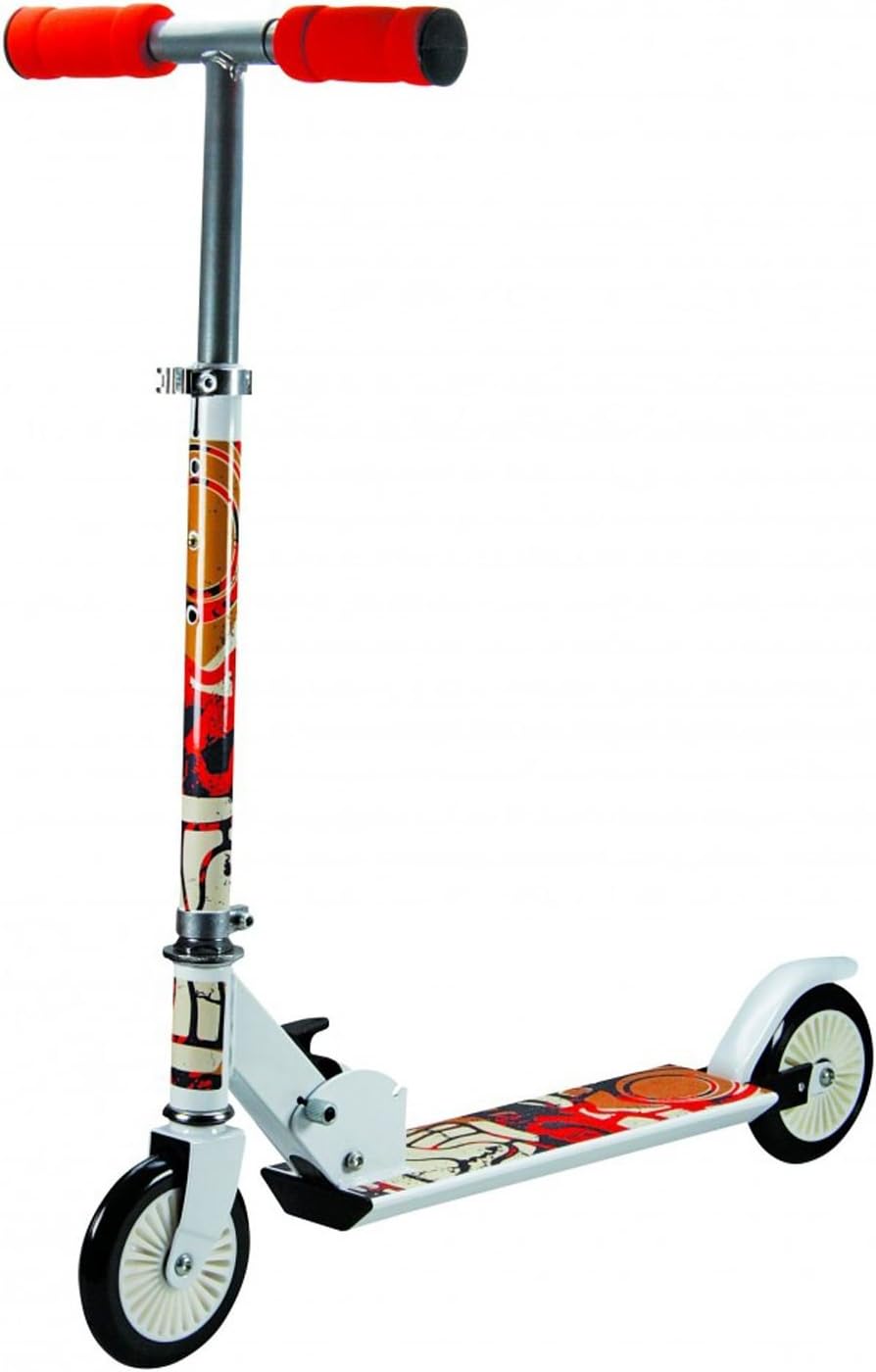 iXium Kids 2 Wheeled Folding Scooter Childrens Urban Street Push Scooter - Red/Black/White