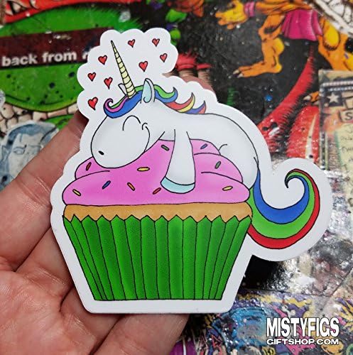 Vinyl Sticker, Cute chibi Unicorn Cupcake