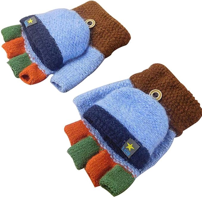 Abeillo Warme Fäustlinge Kinder - Gestrickte Winterhandschuhe Mit Fleece Für 5-10 Jahre