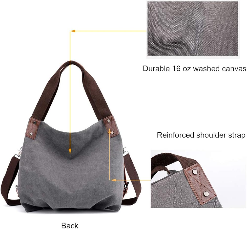 Segater Women Bag,3 Ways Convertible Canvas Vintage Shoulder Bag Handbag Crossbody bag Ladies Big Hobo Tote Shopper Travel Bag - Image 5