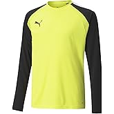 PUMA unisex child Team Pacer Goalkeeper Long Sleeve Jersey T Shirt, Fluorescent Yellow-puma Black-puma White, Small US