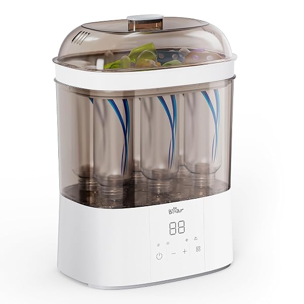 BEAR BOTTLE STERILIZER AND DRYER, 2 LAYERS LARGE ELECTRIC STEAM BABY BOTTLE STERILIZER, FAST BOTTLE SANITIZER AND DRYER FOR ALL BOTTLES & ACCESSORIES, TIME-SAVING DESIGN