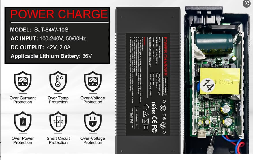 48V Lithium Battery Charger, 54.6V 2A Universal Electric Charger for Ebike Battery, 7-in-1 Charger for Hiboy Titan/Titan Pro /P6 /Jetson Haze/HeyBike/Sondors/Rad Power/Aventon (48V Only)