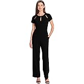 Maggy London womens Keyhole Neck Detail Dressy Jumpsuit Party Event Occasion Desk to Dinner Guest of