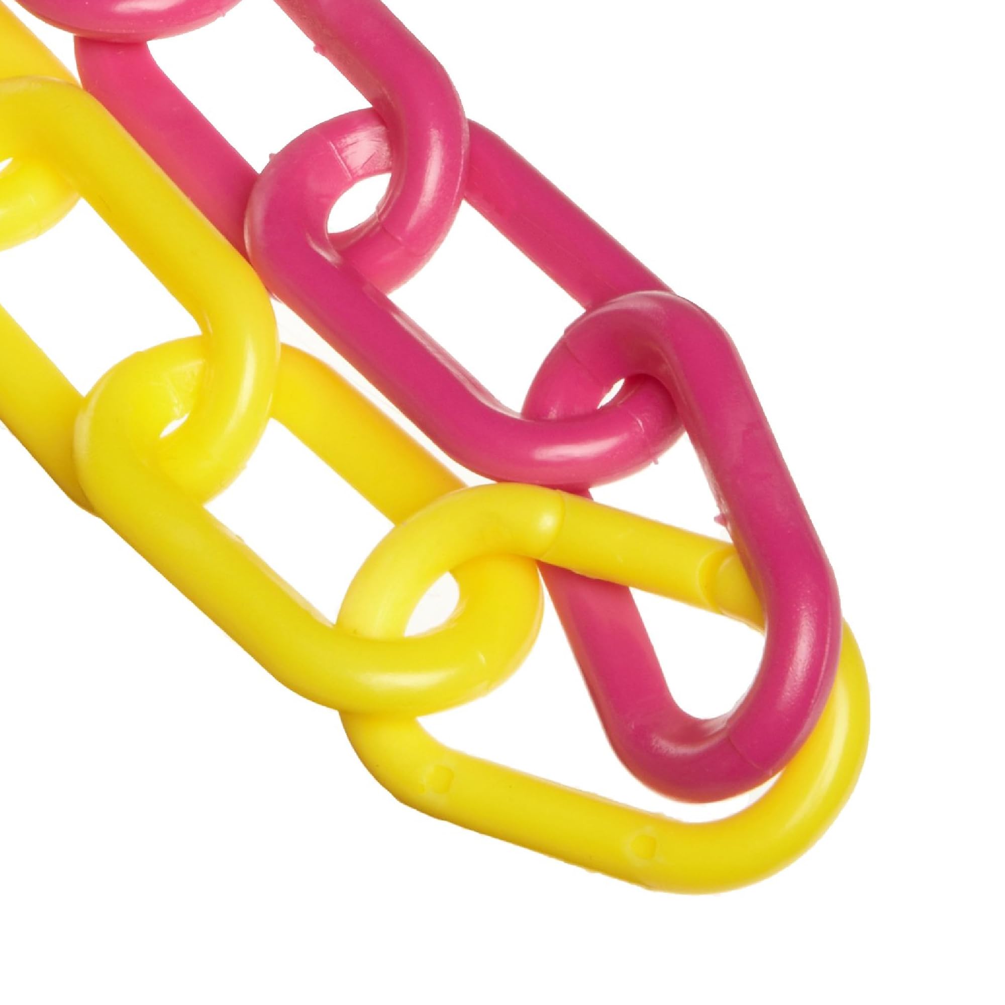 Mr. Chain Plastic Barrier Chain, Alternating Yellow/Magenta, 1.5-Inch Link Diameter, 100-Foot Length (30030-100) Image