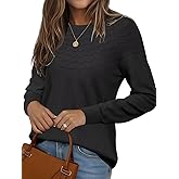 FEKOAFE Women's Crew Neck Sweater 2025 Fashion Fall Basic Fine Knit Pullover Lightweight Sweaters