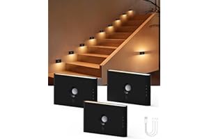 Yiliaw Motion Sensor Stair Light, Black Automatic Lights with Magnetic Mount, Rechargeable Night Lights Indoor, Dimmable Battery Operated for Hallway, Stairway, Bathroom, Closet, Kitchen, 3 Pack