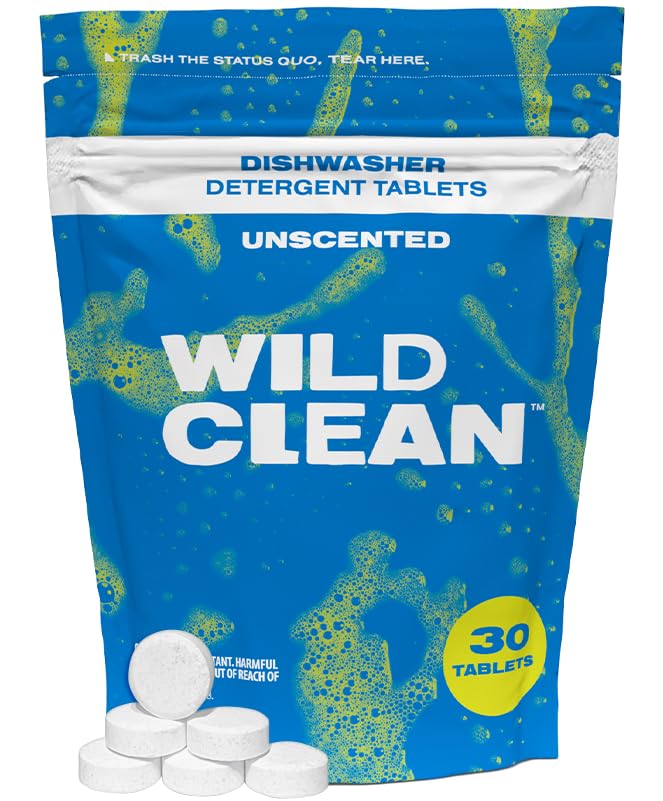 Photo 1 of Wild Clean | Dishwasher Detergent Tablets | Unscented Plastic-Free & Eco Friendly Alternative to Liquid Pods - Natural, Sustainable| 30 Pack