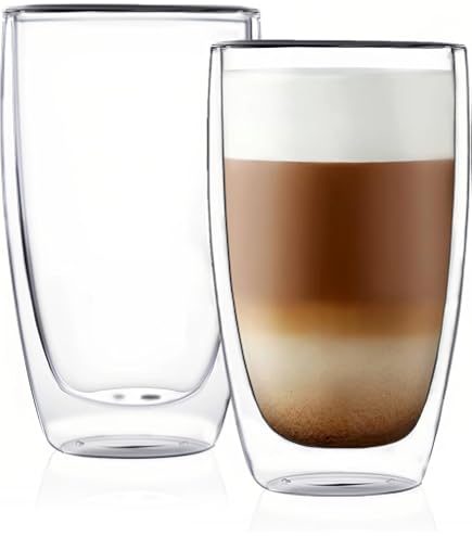 Amazon.com | DOPUDO 17oz Double Wall Glass Coffee Mugs, Insulated Coffee Mug,  Clear Borosilicate Glass Coffee Cups for Cappuccino, Tea, Lightweight and  Microwave Safe: Coffee Cups & Mugs