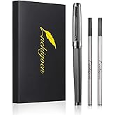 Nekigoen Rollerball Pen for Men Women Luxury Metal Executive Pens Home Office Use with 2 Extra Refills Black Ink 0.7mm G2(gray)