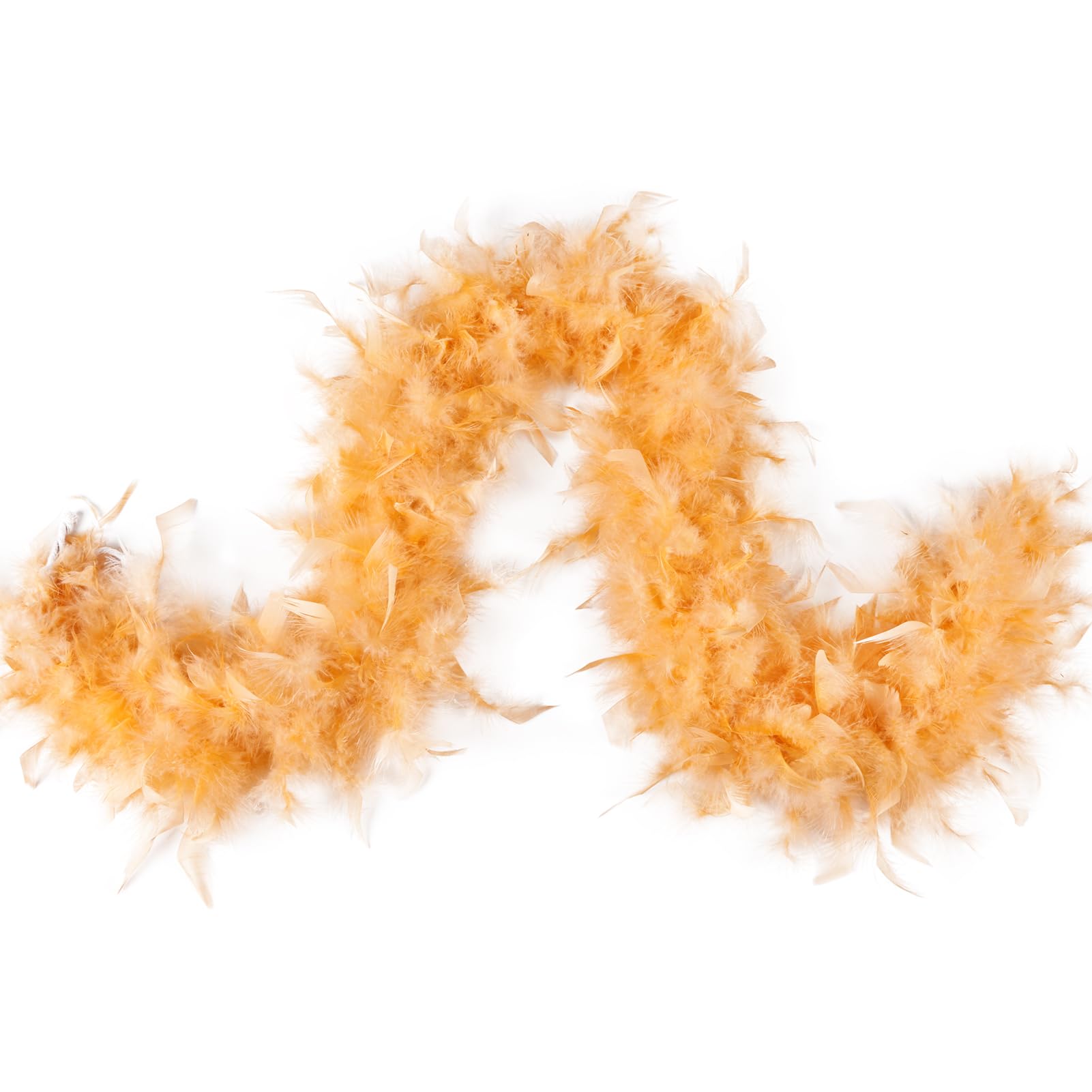 Photo 1 of MAOFENG Chandelle Turkey Feather Boa 1.64 Yards 30g for Halloween Dancing Wedding Party DIY Craft Costume Decoration Feather Boa,Champagne