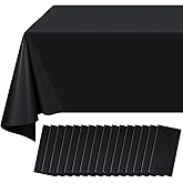 16 Pack Black Plastic Tablecloth for Rectangle Tables, Premium Decorative Black Disposable Table Cloths for Parties, Bulk Rectangle Party Table Cover for Birthday, Wedding, Anniversary, 54 x 108 Inch