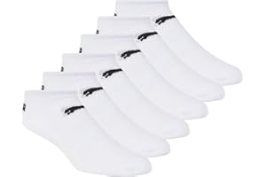 Puma Women's Non Terry No Show Low Cut Athletic Sport Sock 6-Pack,White w/Black,9-11
