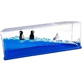 Honsheng Unsinkable Surfing Penguin Liquid Wave Paperweight Desk Sensory Toy Gifts for Kids Desk Stress Relievers for Adults