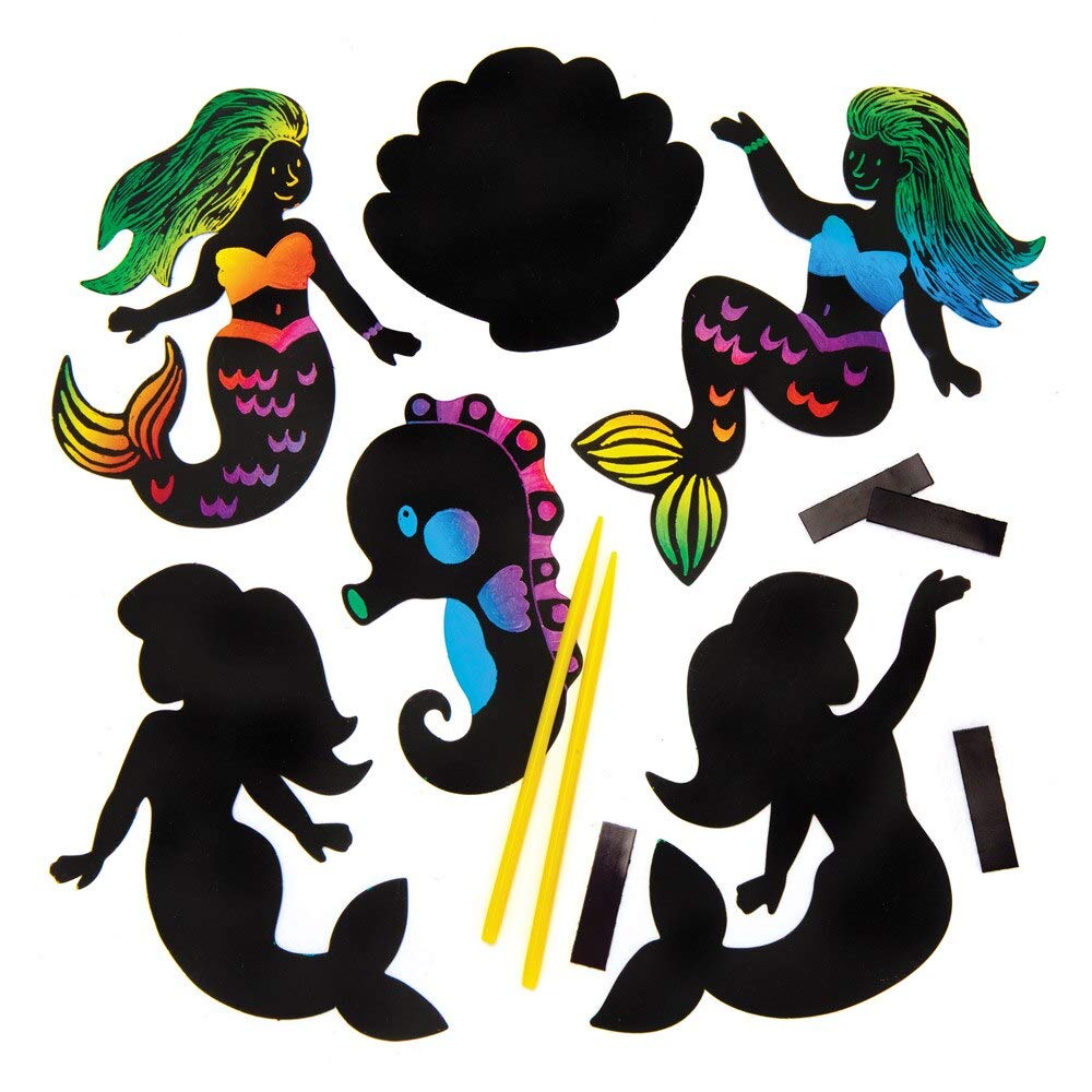 Baker Ross AW606 Mermaid Scratch Art Magnets (Pack of 10) — image 1