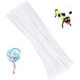 100 Pieces Pipe Cleaners Craft Chenille Stem White Pipe Cleaners | Fuzzy Sticks Pipe Cleaners for Crafts Festival Home Decorations