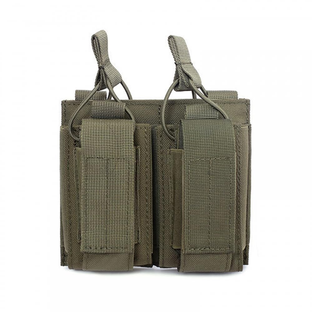 Molle Double Pistol Mag Pouch, 1000D Nylon Open Top Dual Stack Magazine Pouch Carrier Holder for 9mm Magazines