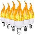 MyoGrip E12 LED Flame Light Bulbs, 3 Modes Flickering Light Bulbs, Candelabra Candle Fire Light Bulb for Home Party Patio Indoor Outdoor Halloween Decorations (6 Pack)