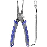 Booms Fishing Multi-Function Pliers Saltwater: Carbon Steel Saltwater Fishing Pliers with Hook Remover, Braid Cutters & Crimper for Freshwater & Saltwater Anglers